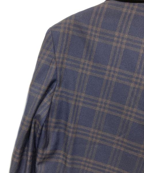 COMME des GARCONS HOMME DEUX（コムデギャルソン オム ドゥ）COMME des GARCONS HOMME DEUX (コムデギャルソン オム ドゥ) チェックジップアップジャケット ネイビー×ブラウン サイズ:Sの古着・服飾アイテム