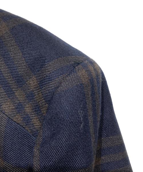 COMME des GARCONS HOMME DEUX（コムデギャルソン オム ドゥ）COMME des GARCONS HOMME DEUX (コムデギャルソン オム ドゥ) チェックジップアップジャケット ネイビー×ブラウン サイズ:Sの古着・服飾アイテム