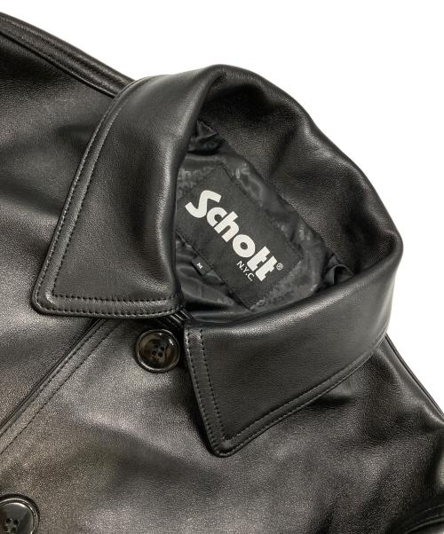 Schott（ショット）Schott (ショット) 別注 LEATHER CAR COAT ブラック サイズ:Mの古着・服飾アイテム