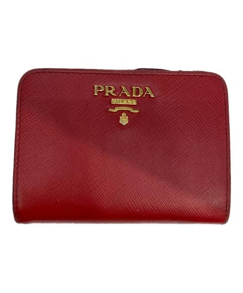 PRADA（プラダ）PRADA (プラダ) サフィアーノ 二つ折りウォレット レッドの古着・服飾アイテム