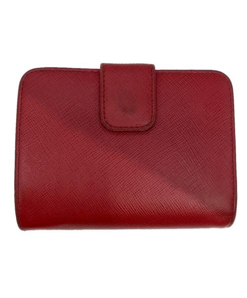 PRADA（プラダ）PRADA (プラダ) サフィアーノ 二つ折りウォレット レッドの古着・服飾アイテム