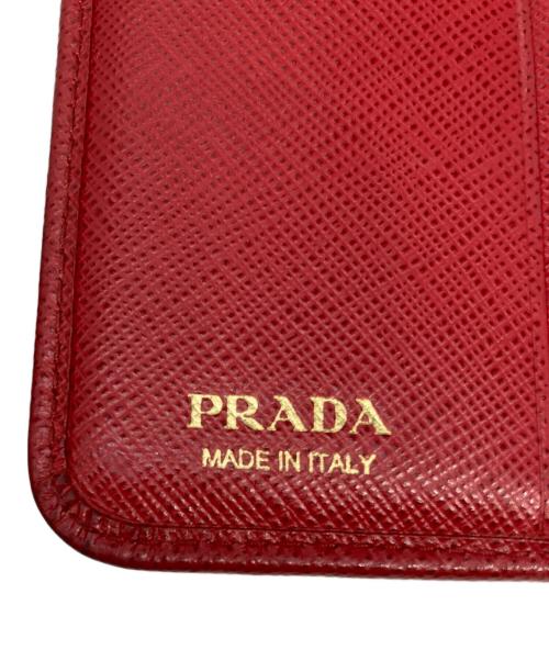 PRADA（プラダ）PRADA (プラダ) サフィアーノ 二つ折りウォレット レッドの古着・服飾アイテム