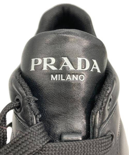PRADA（プラダ）PRADA (プラダ) レザースニーカー ブラック サイズ:7の古着・服飾アイテム