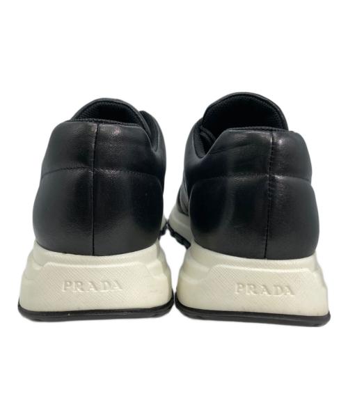 PRADA（プラダ）PRADA (プラダ) レザースニーカー ブラック サイズ:7の古着・服飾アイテム