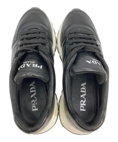 PRADA（プラダ）PRADA (プラダ) レザースニーカー ブラック サイズ:7の古着・服飾アイテム