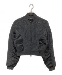 DIESEL（ディーゼル）の古着「M-ODEMA ナイロン切替ニットブルゾン」｜グレー×ブラック
