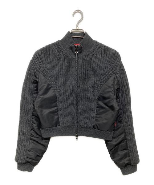 DIESEL（ディーゼル）DIESEL (ディーゼル) M-ODEMA ナイロン切替ニットブルゾン グレー×ブラック サイズ:Mの古着・服飾アイテム