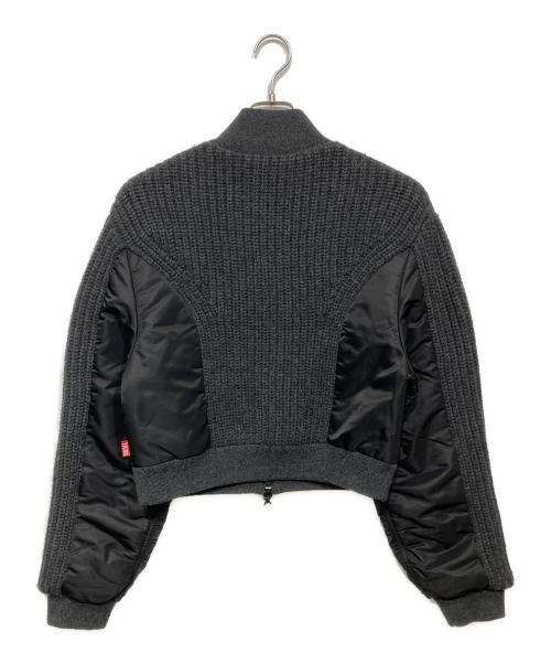 DIESEL（ディーゼル）DIESEL (ディーゼル) M-ODEMA ナイロン切替ニットブルゾン グレー×ブラック サイズ:Mの古着・服飾アイテム
