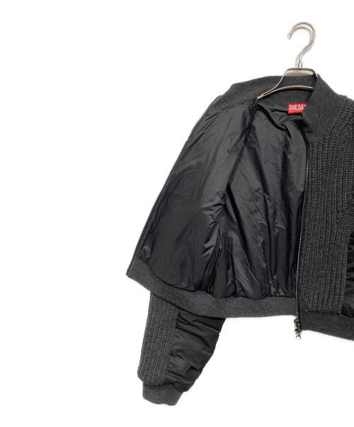 DIESEL（ディーゼル）DIESEL (ディーゼル) M-ODEMA ナイロン切替ニットブルゾン グレー×ブラック サイズ:Mの古着・服飾アイテム
