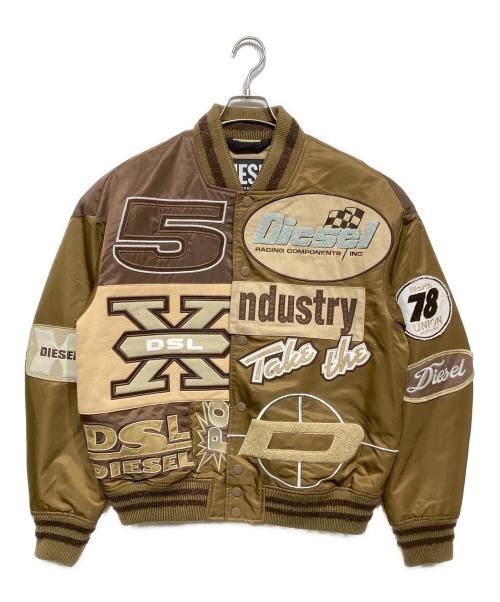 DIESEL（ディーゼル）DIESEL (ディーゼル) J-BULC-PATCH ボンバージャケット ブラウン×ベージュ サイズ:Mの古着・服飾アイテム