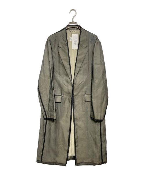 Maison Margiela（メゾンマルジェラ）Maison Margiela (メゾンマルジェラ) シルク サマーウール ボタンレス チェスターコート ブラック×オリーブ サイズ:46の古着・服飾アイテム