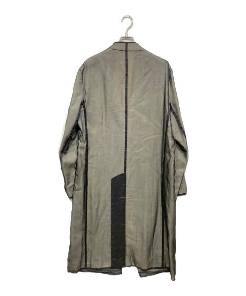 Maison Margiela（メゾンマルジェラ）Maison Margiela (メゾンマルジェラ) シルク サマーウール ボタンレス チェスターコート ブラック×オリーブ サイズ:46の古着・服飾アイテム