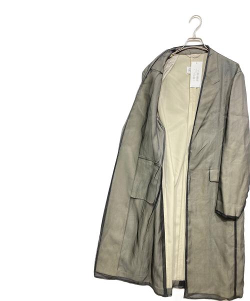 Maison Margiela（メゾンマルジェラ）Maison Margiela (メゾンマルジェラ) シルク サマーウール ボタンレス チェスターコート ブラック×オリーブ サイズ:46の古着・服飾アイテム