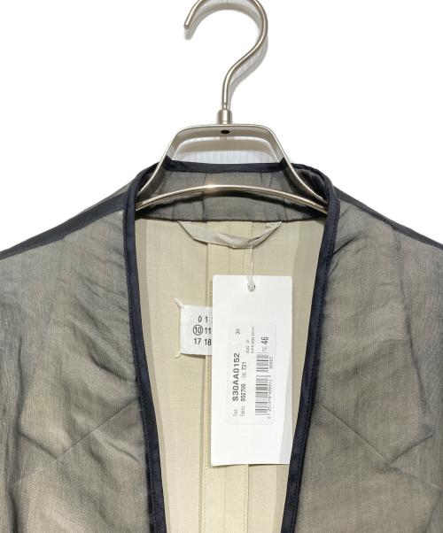 Maison Margiela（メゾンマルジェラ）Maison Margiela (メゾンマルジェラ) シルク サマーウール ボタンレス チェスターコート ブラック×オリーブ サイズ:46の古着・服飾アイテム
