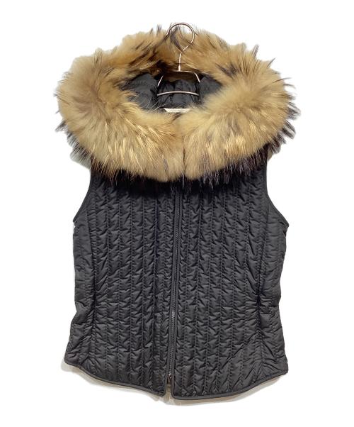 MaxMara（マックスマーラ）MaxMara (マックスマーラ) ファーライナー付きダッフルコート ブラック サイズ:38の古着・服飾アイテム