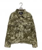 stussyステューシー）の古着「Dyed Ranch Jacket（ダイド ランチ ジャケット）」｜オリーブ×ホワイト