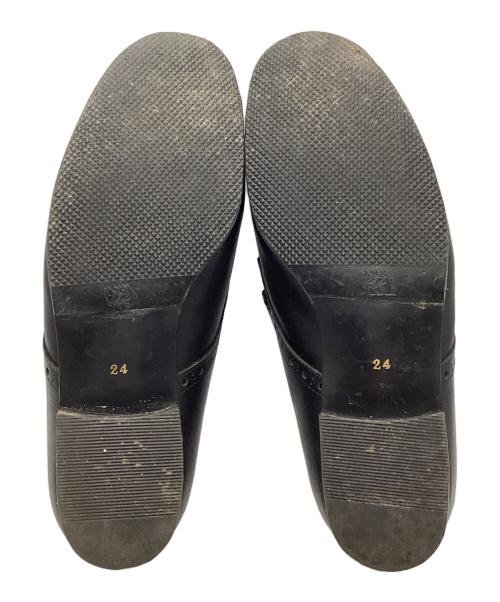tricot COMME des GARCONS（トリココムデギャルソン）tricot COMME des GARCONS (トリココムデギャルソン) 1スナップ メダリオン レザーシューズ ブラック サイズ:24の古着・服飾アイテム
