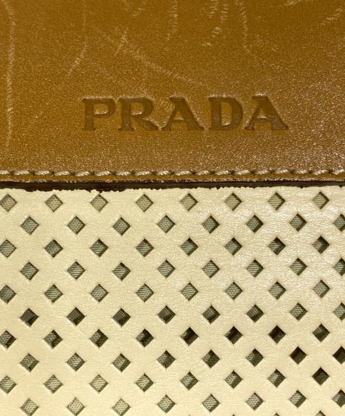 PRADA（プラダ）PRADA (プラダ) パンチングレザーボストンバッグ ベージュの古着・服飾アイテム