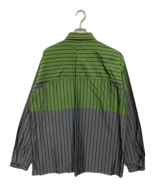 ISSEY MIYAKE（イッセイミヤケ）ISSEY MIYAKE (イッセイミヤケ) 総柄長袖シャツ グリーン×グレー サイズ:4の古着・服飾アイテム