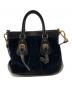 PRADA (プラダ) ベルベットジャガード2WAYバッグ ネイビー：65000円