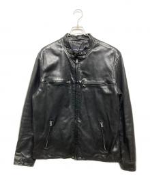 BANANA REPUBLIC（バナナリパブリック）の古着「ラムレザーシングルライダースジャケット」｜ブラック