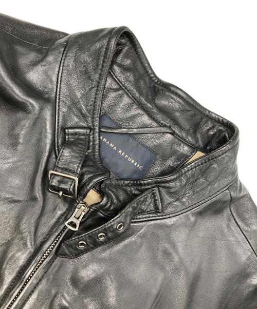 BANANA REPUBLIC（バナナリパブリック）BANANA REPUBLIC (バナナリパブリック) ラムレザーシングルライダースジャケット ブラック サイズ:XLの古着・服飾アイテム