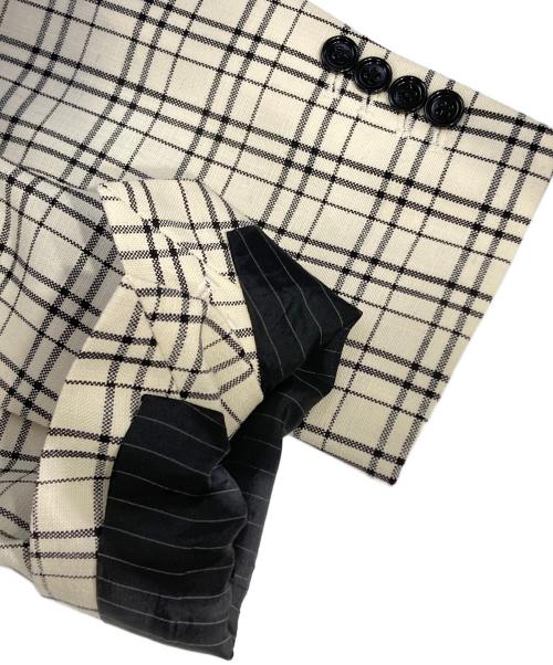 AMI PARIS（アミ パリス）AMI PARIS (アミ パリス) Check Wool Semi-Lined Jacket ホワイト×ブラック サイズ:48の古着・服飾アイテム