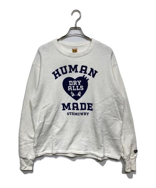 HUMAN MADE（ヒューマンメイド）HUMAN MADE (ヒューマンメイド) ミリタリープリントスウェット ホワイト×ネイビー サイズ:Lの古着・服飾アイテム