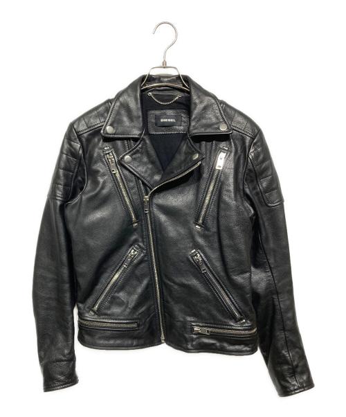 DIESEL（ディーゼル）DIESEL (ディーゼル) カウレザーダブルライダースジャケット ブラック サイズ:Mの古着・服飾アイテム