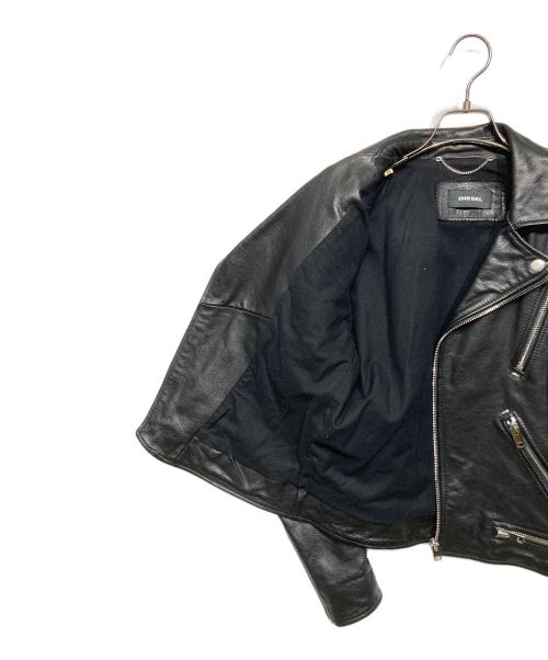 DIESEL（ディーゼル）DIESEL (ディーゼル) カウレザーダブルライダースジャケット ブラック サイズ:Mの古着・服飾アイテム