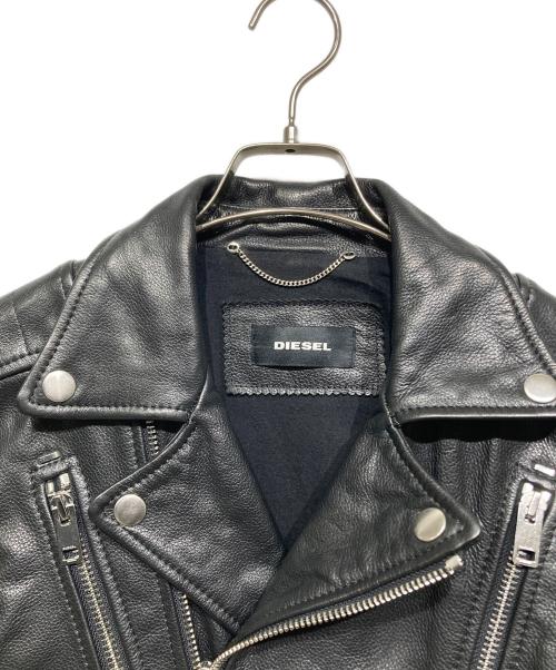 DIESEL（ディーゼル）DIESEL (ディーゼル) カウレザーダブルライダースジャケット ブラック サイズ:Mの古着・服飾アイテム