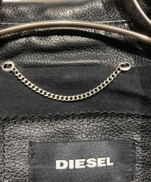 DIESEL（ディーゼル）DIESEL (ディーゼル) カウレザーダブルライダースジャケット ブラック サイズ:Mの古着・服飾アイテム