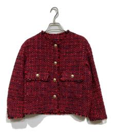 23区（ニジュウサンク）の古着「GIOLICA カラーミックスツイード ジャケット　JKWSCS0010」｜レッド×ネイビー