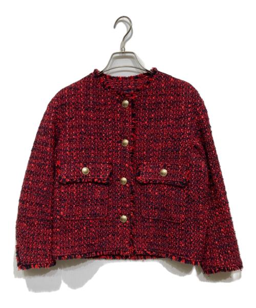 23区（ニジュウサンク）23区 (ニジュウサンク) GIOLICA カラーミックスツイード ジャケット　JKWSCS0010 レッド×ネイビー サイズ:32の古着・服飾アイテム
