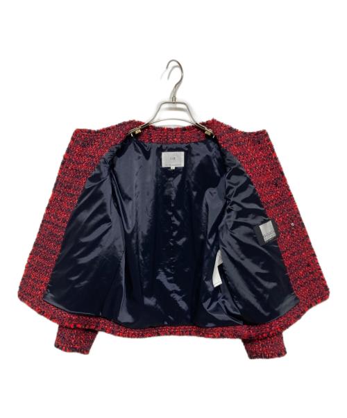 23区（ニジュウサンク）23区 (ニジュウサンク) GIOLICA カラーミックスツイード ジャケット　JKWSCS0010 レッド×ネイビー サイズ:32の古着・服飾アイテム