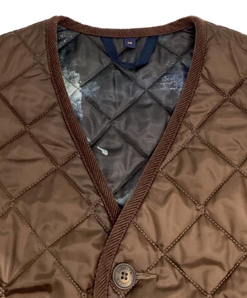 LAVENHAM（ラベンハム）LAVENHAM (ラベンハム) PS Paul Smith (ＰＳポールスミス) 裏地総柄 キルティングベスト　PP-61*-40157 ブラウン サイズ:Sの古着・服飾アイテム