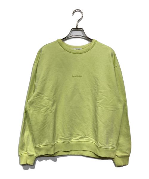 Acne studios（アクネ ストゥディオズ）Acne studios (アクネ ストゥディオズ) 裏起毛 ロゴ クルーネック トレーナー 黄緑 サイズ:XXSの古着・服飾アイテム