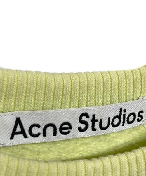 Acne studios（アクネ ストゥディオズ）Acne studios (アクネ ストゥディオズ) 裏起毛 ロゴ クルーネック トレーナー 黄緑 サイズ:XXSの古着・服飾アイテム