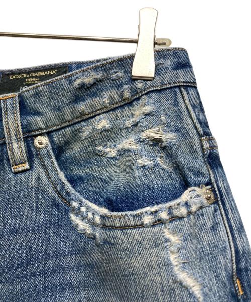 DOLCE & GABBANA（ドルチェ＆ガッバーナ）DOLCE & GABBANA (ドルチェ＆ガッバーナ) ダメージ加工デニムパンツ インディゴ サイズ:46の古着・服飾アイテム