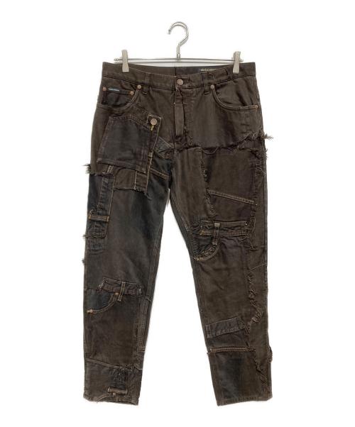 DOLCE & GABBANA（ドルチェ＆ガッバーナ）DOLCE & GABBANA (ドルチェ＆ガッバーナ) パッチワーク再構築デニムパンツ ブラック サイズ:48の古着・服飾アイテム