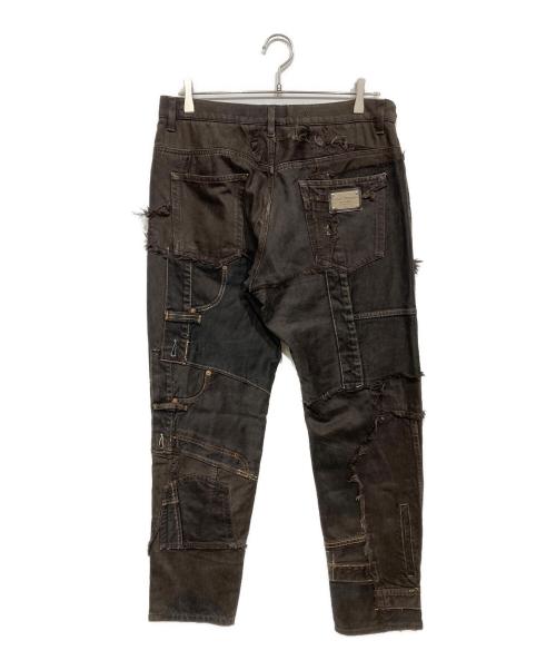 DOLCE & GABBANA（ドルチェ＆ガッバーナ）DOLCE & GABBANA (ドルチェ＆ガッバーナ) パッチワーク再構築デニムパンツ ブラック サイズ:48の古着・服飾アイテム
