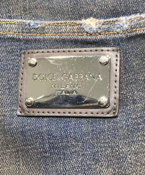 DOLCE & GABBANA（ドルチェ＆ガッバーナ）DOLCE & GABBANA (ドルチェ＆ガッバーナ) ダメージ加工デニムパンツ インディゴ×ブラウン サイズ:46の古着・服飾アイテム