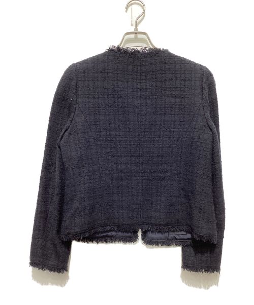 ANAYI（アナイ）ANAYI (アナイ) ツイードノーカラージャケット ネイビー サイズ:38の古着・服飾アイテム