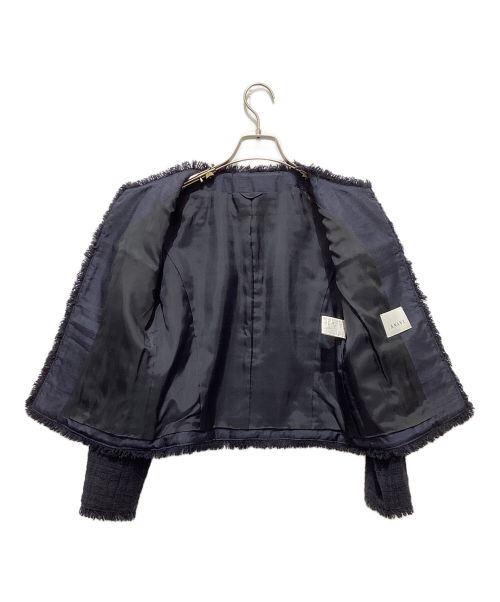 ANAYI（アナイ）ANAYI (アナイ) ツイードノーカラージャケット ネイビー サイズ:38の古着・服飾アイテム