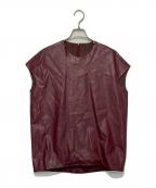 Nobleノーブル）の古着「フェイクレザーノースリーブカットソー」｜パープル