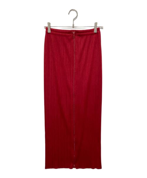 PLEATS PLEASE（プリーツプリーズ）PLEATS PLEASE (プリーツプリーズ) プリーツジップスカート レッド サイズ:3の古着・服飾アイテム