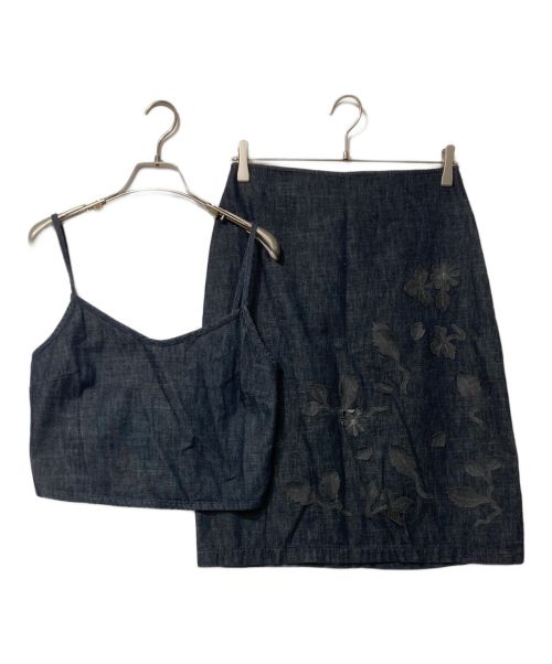 FENDI JEANS（フェンディ ジーンズ）FENDI JEANS (フェンディ ジーンズ) デニムビスチェ+スカートセットアップ インディゴ サイズ:38の古着・服飾アイテム