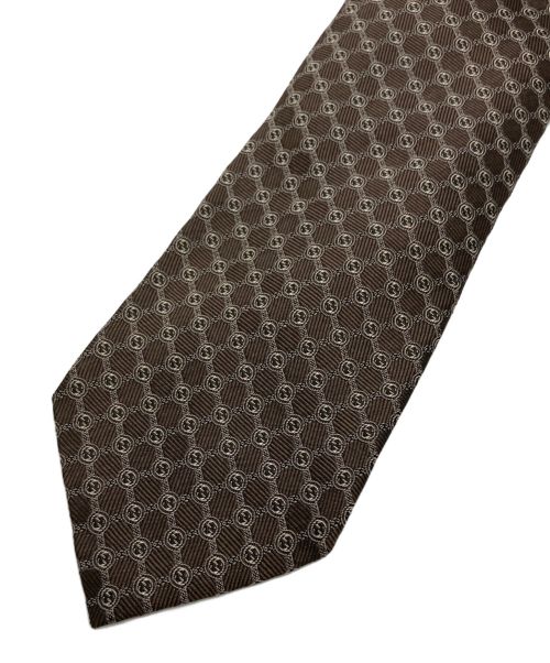 GUCCI（グッチ）GUCCI (グッチ) インターロッキング総柄ネクタイ ブラウン サイズ:148×8㎝の古着・服飾アイテム