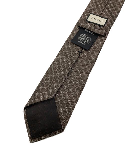GUCCI（グッチ）GUCCI (グッチ) インターロッキング総柄ネクタイ ブラウン サイズ:148×8㎝の古着・服飾アイテム