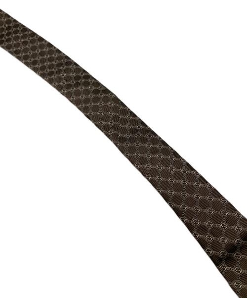 GUCCI（グッチ）GUCCI (グッチ) インターロッキング総柄ネクタイ ブラウン サイズ:148×8㎝の古着・服飾アイテム